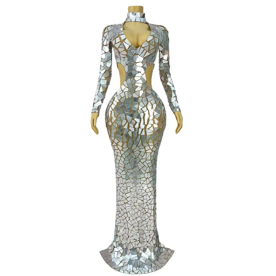 CELESINYI Furen Crystal White Mirror Bodysuit