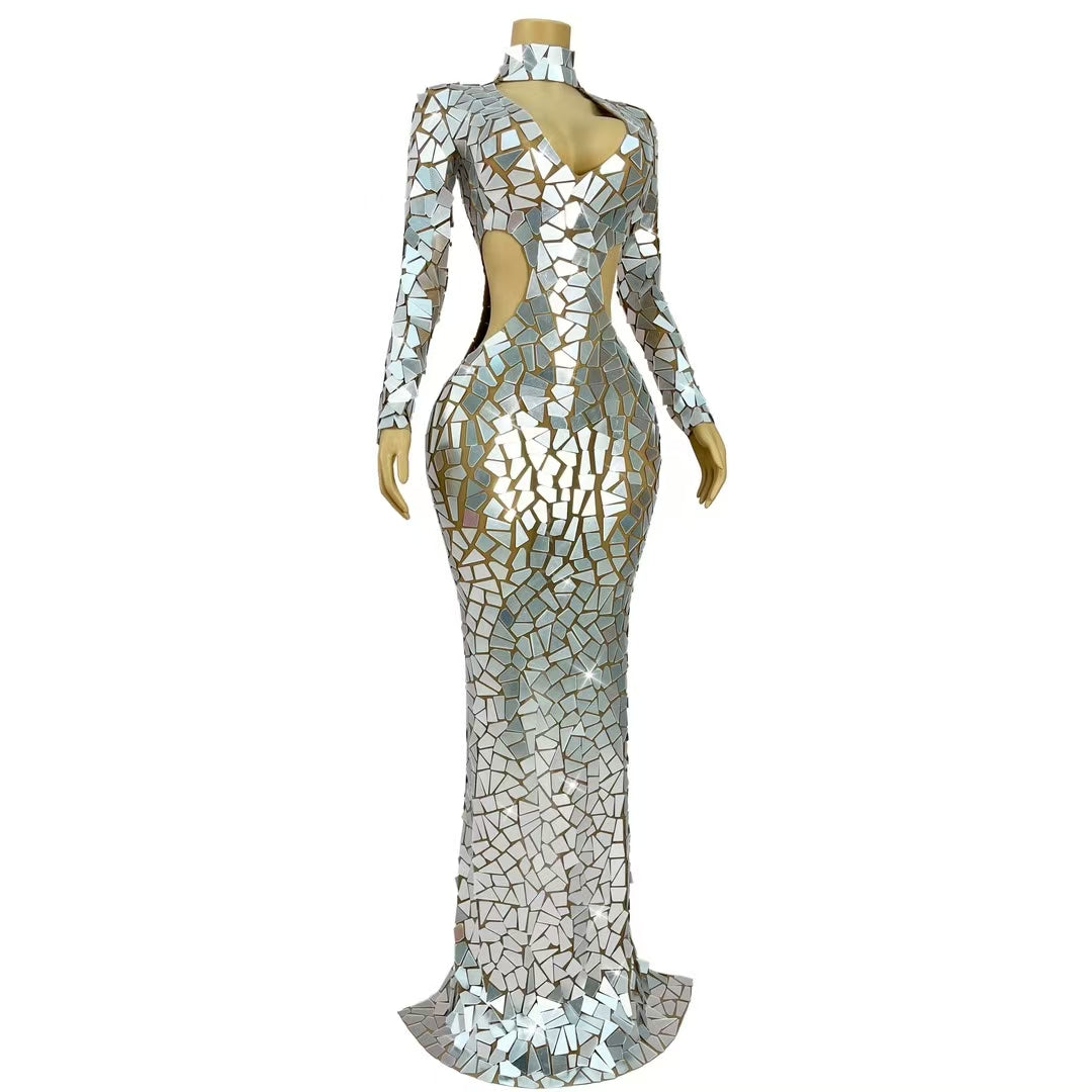 CELESINYI Furen Crystal White Mirror Bodysuit