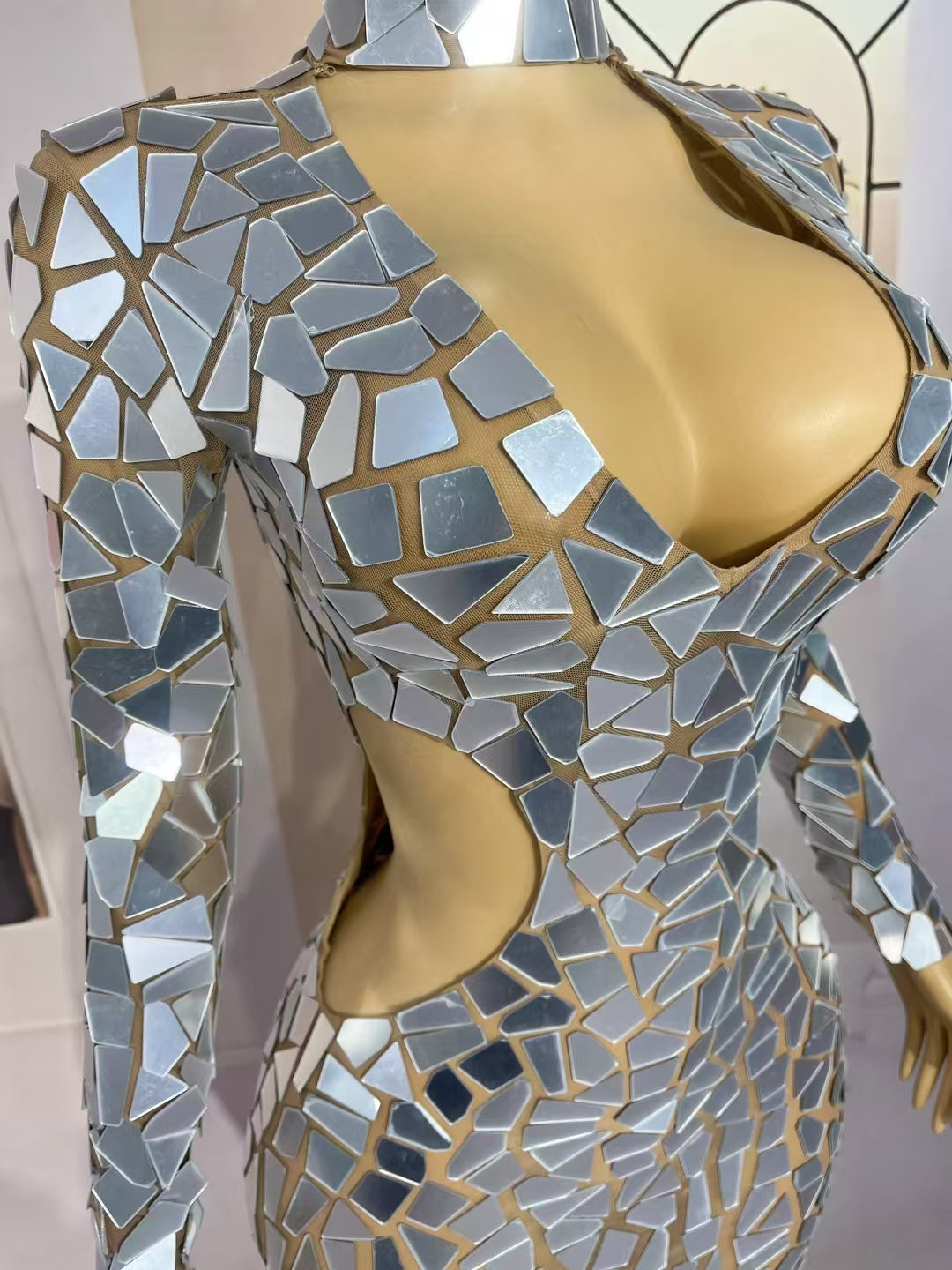CELESINYI Furen Crystal White Mirror Bodysuit