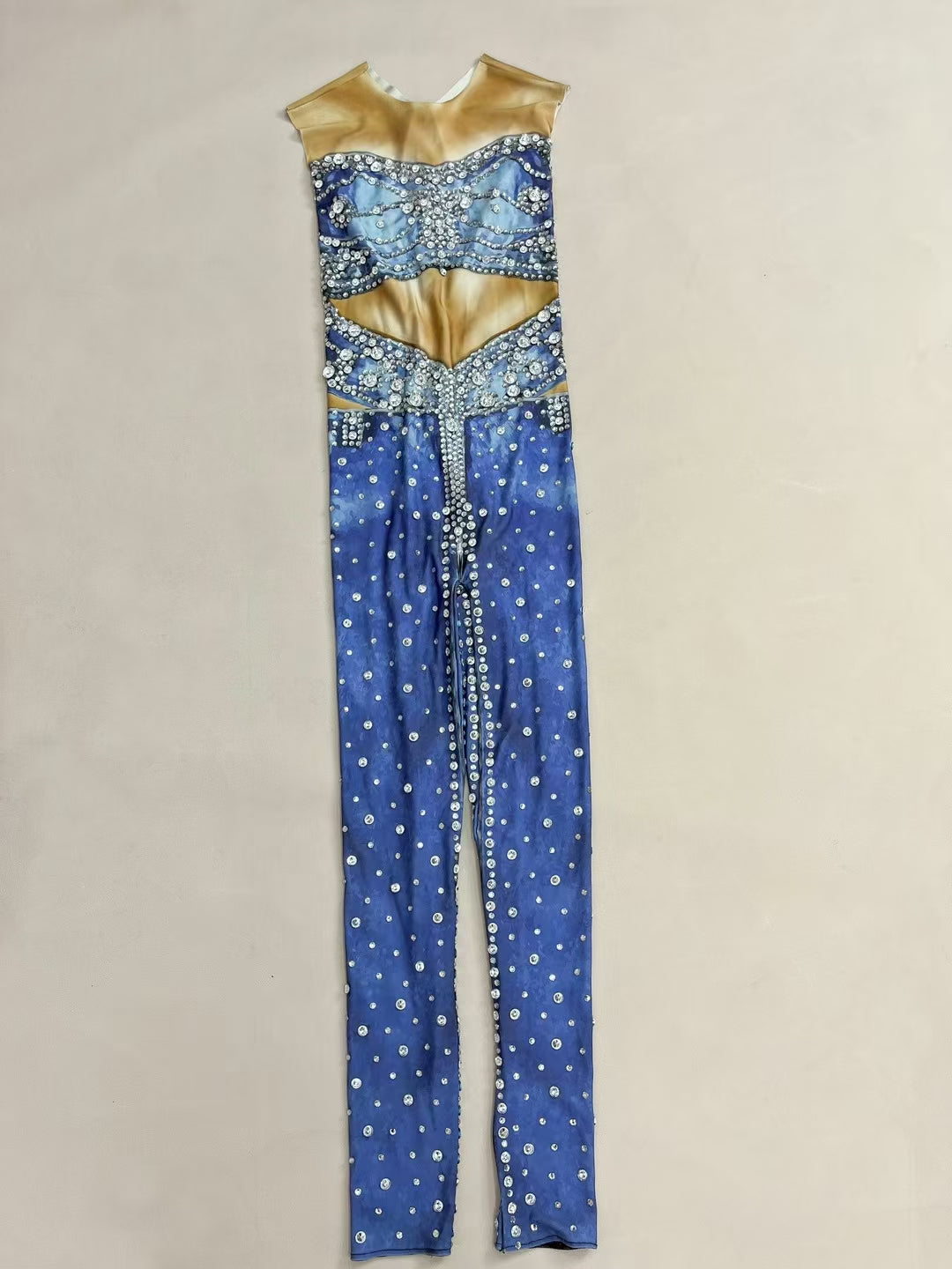 CELESINYI Niuziku Crystal Denim Jumpsuit