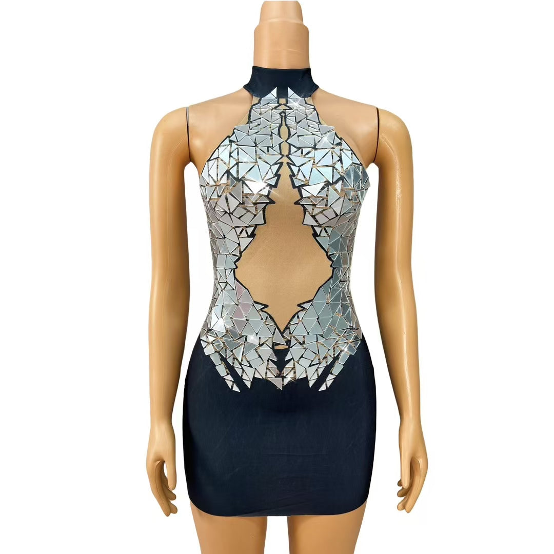 CELESINYI Tianshichibang Crystal Wing Mini Dress