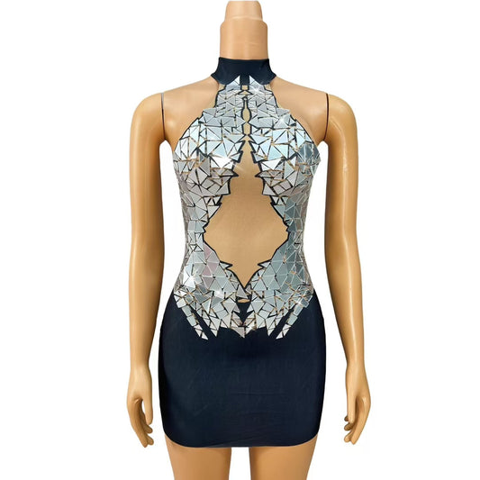 CELESINYI Tianshichibang Crystal Wing Mini Dress