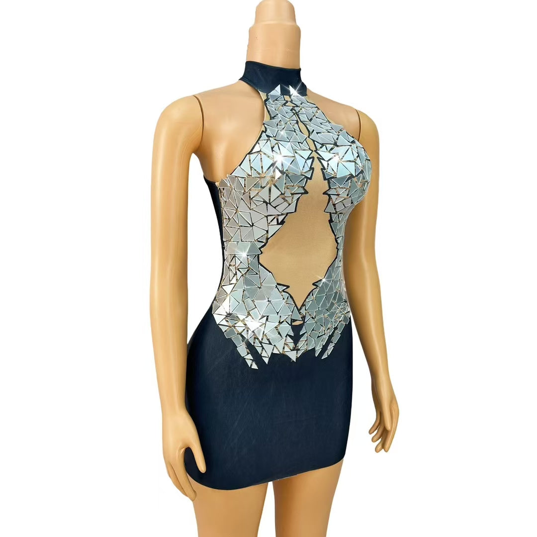 CELESINYI Tianshichibang Crystal Wing Mini Dress
