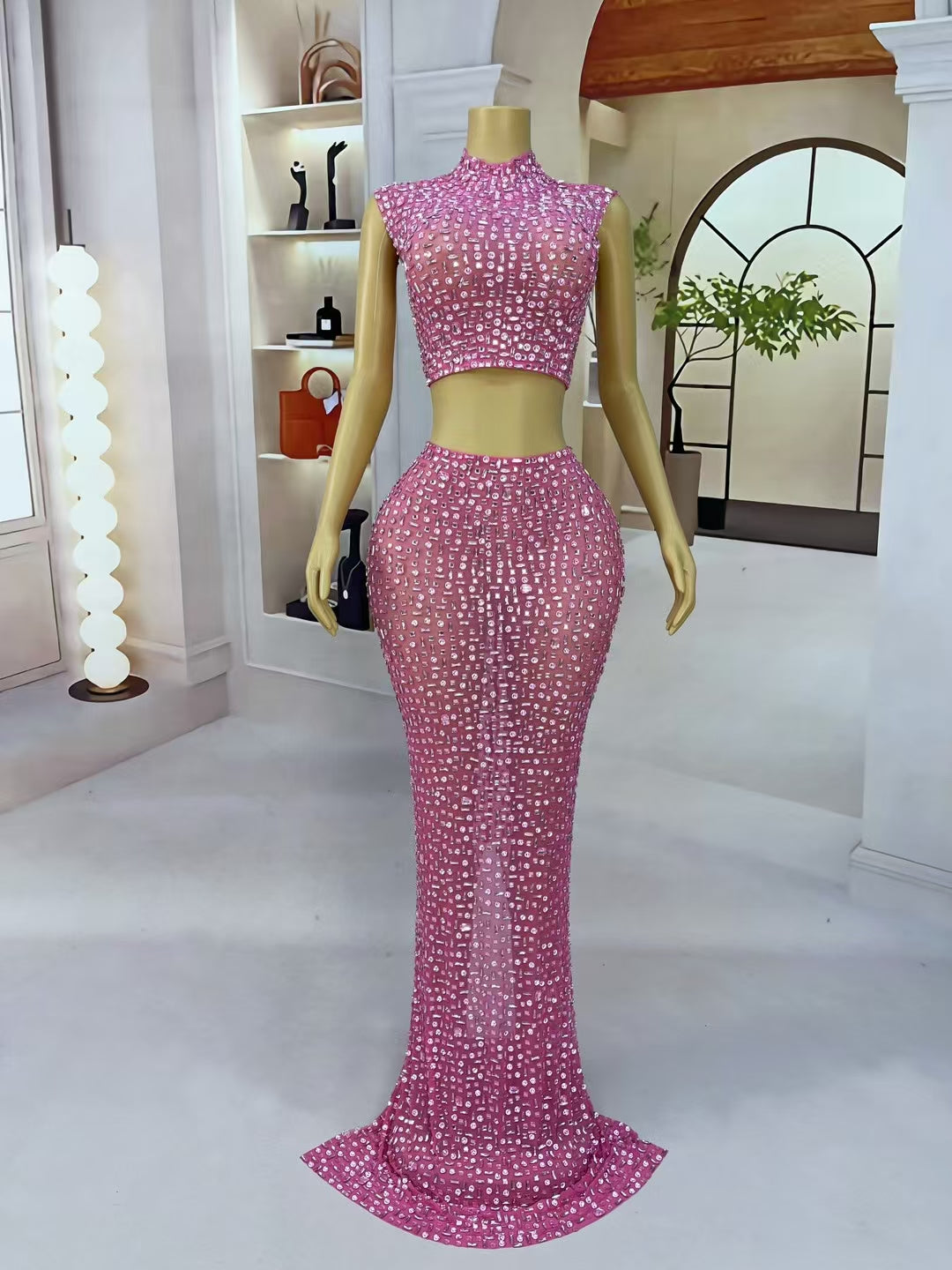 CELESINYI Fenbei Crystal Pink Shell Set
