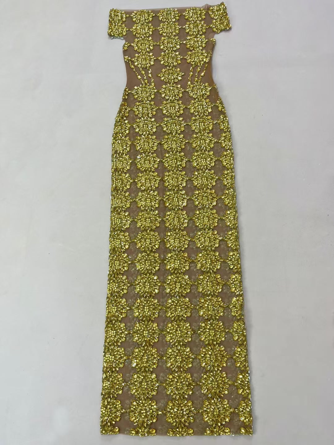 CELESINYI Yuebing Crystal Gold Mermaid Gown