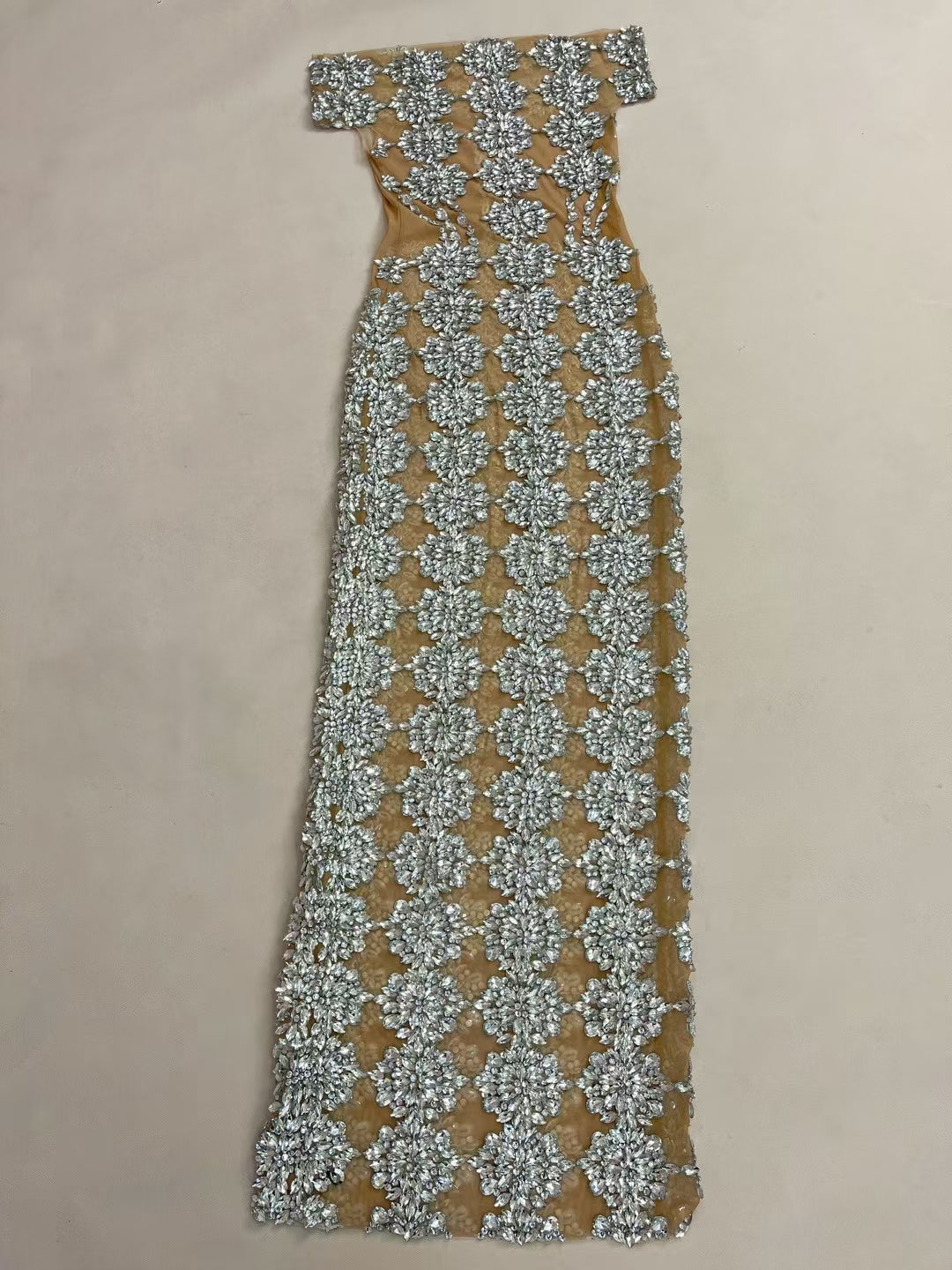 CELESINYI Yuebing Crystal Silver Mermaid Gown