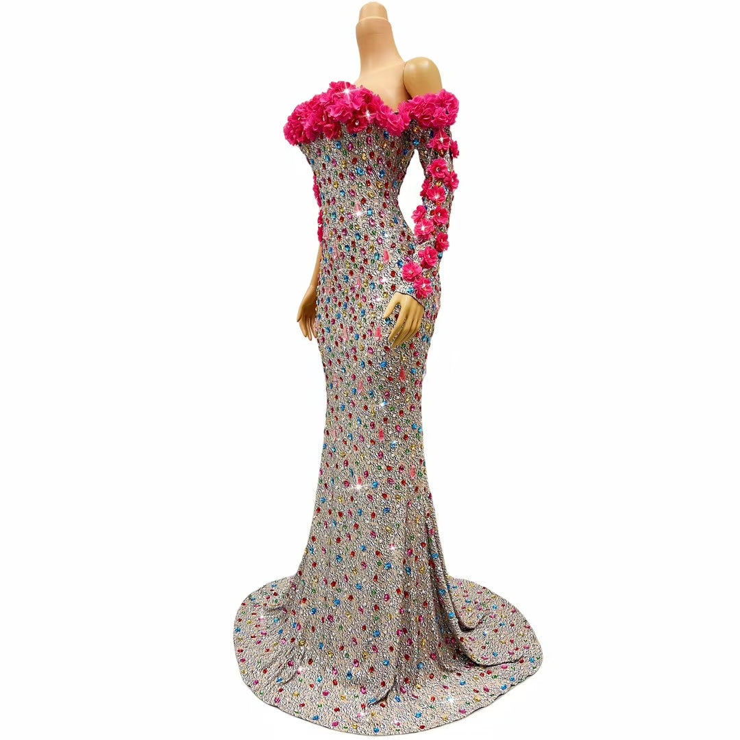 CELESINYI Caihualuo Crystal Leopard Gown