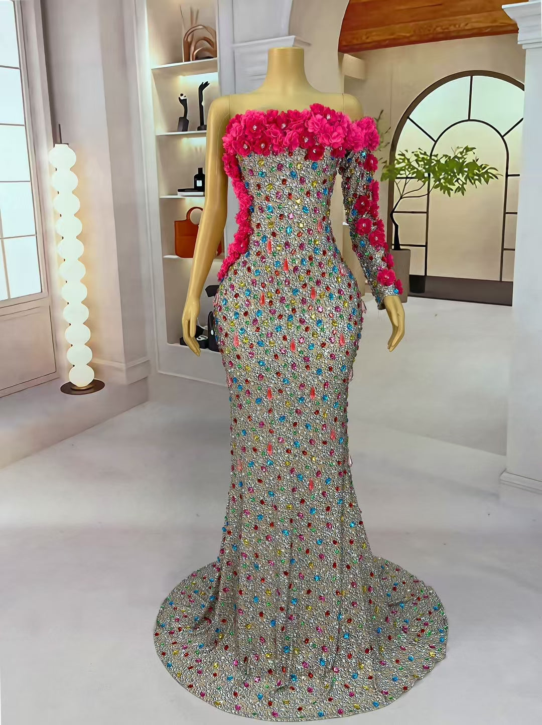 CELESINYI Caihualuo Crystal Leopard Gown