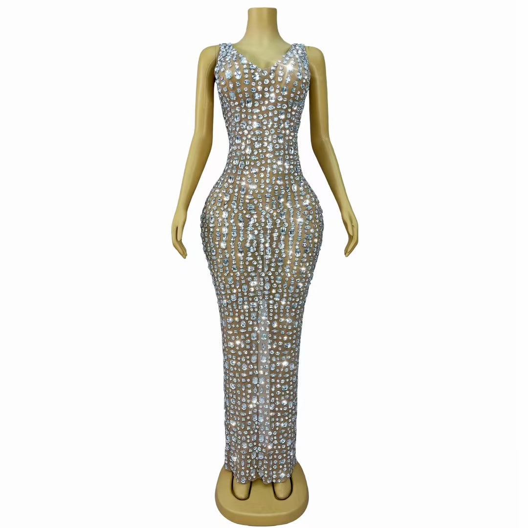 CELESINYI Baidou Crystal Skin Illusion Gown