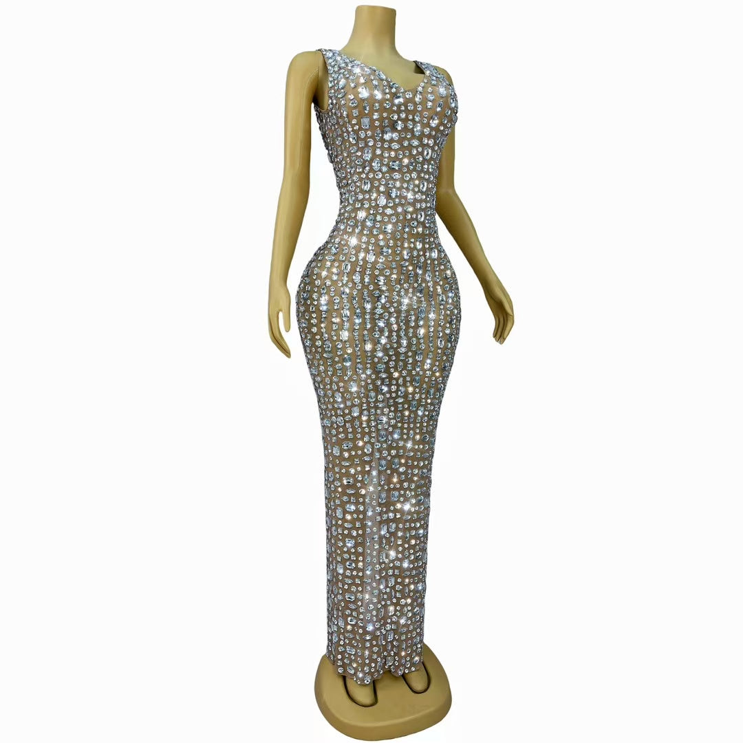 CELESINYI Baidou Crystal Skin Illusion Gown