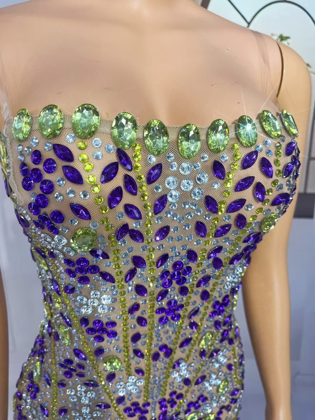 CELESINYI Huangyeju Crystal Flower Mini Dress