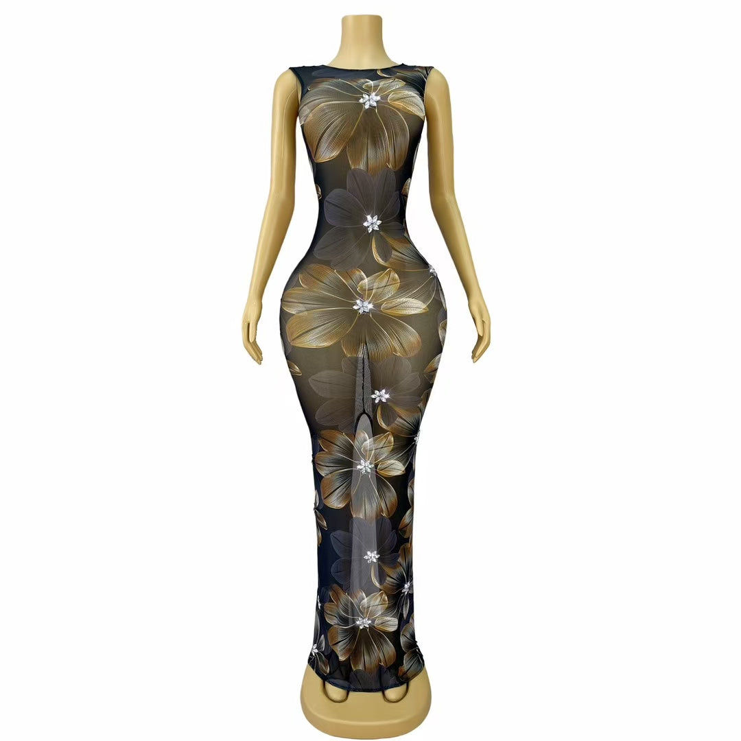 CELESINYI Bojin Crystal Gold Gown