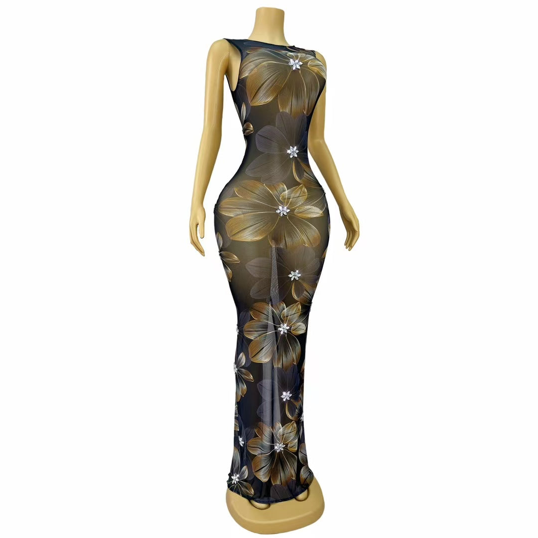 CELESINYI Bojin Crystal Gold Gown