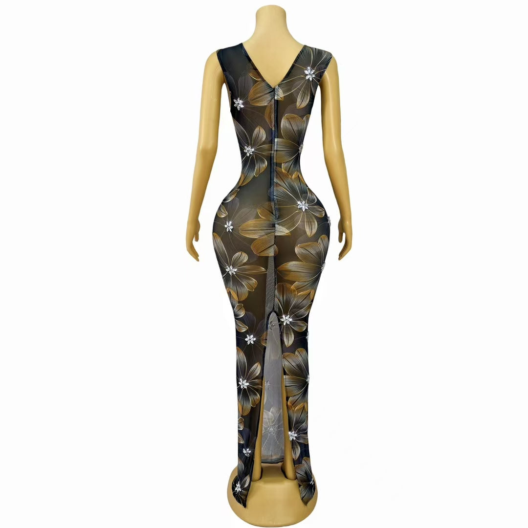 CELESINYI Bojin Crystal Gold Gown