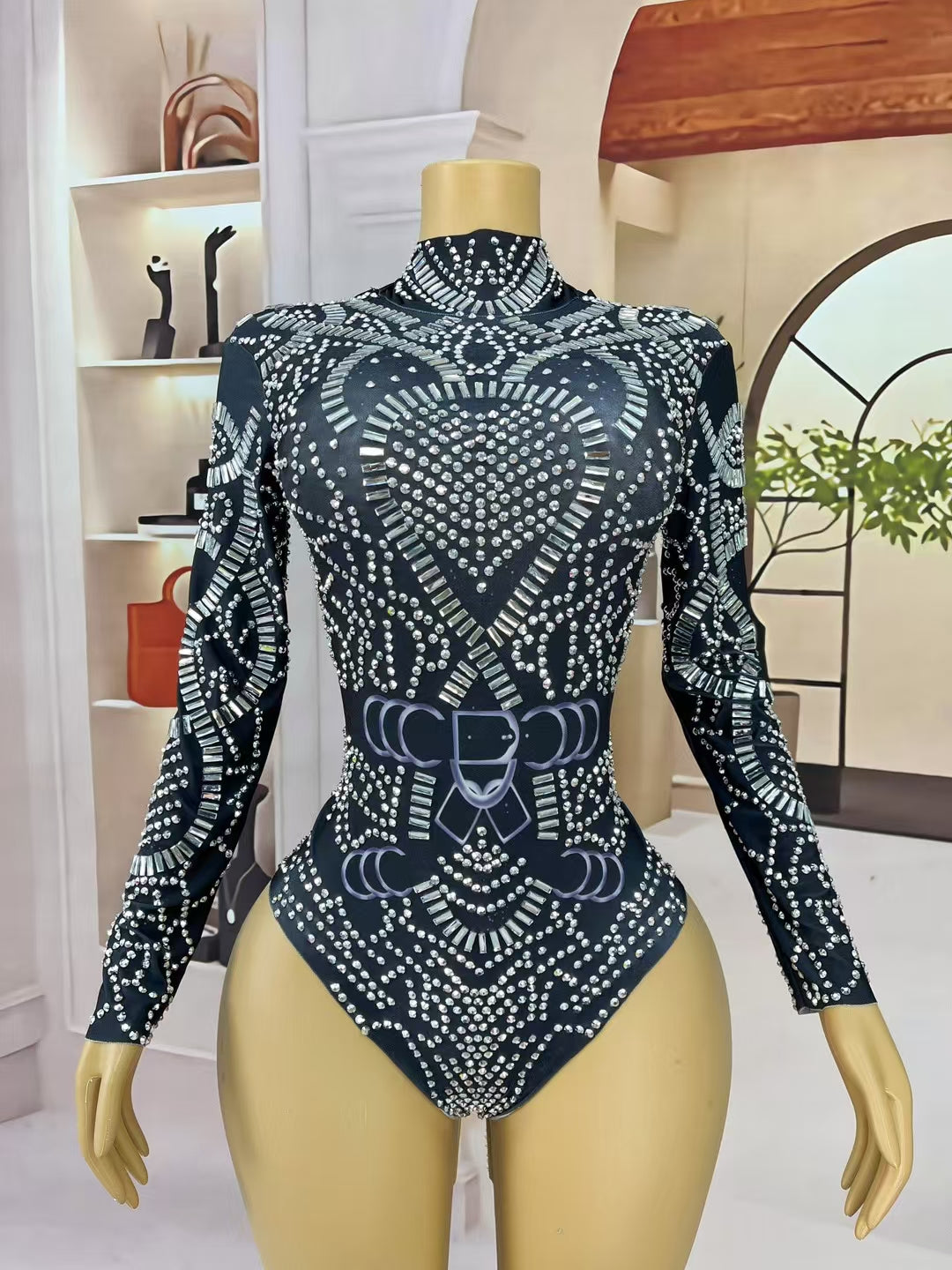 CELESINYI Heihuan Crystal Ring Bodysuit