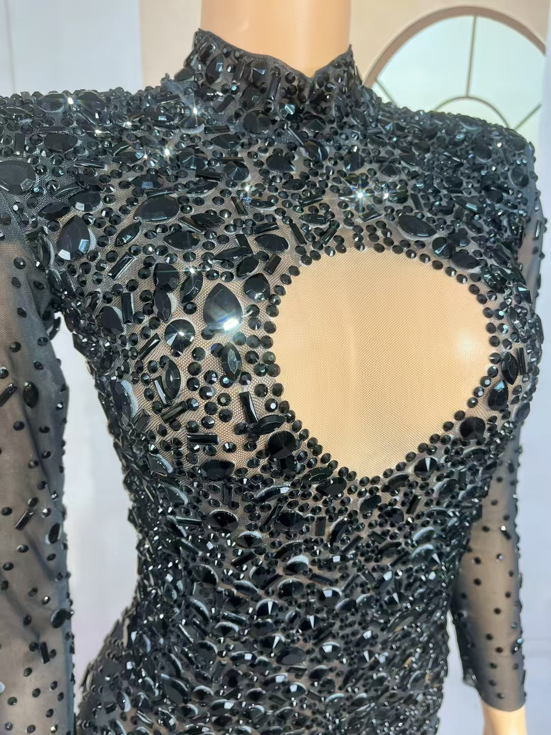 CELESINYI Cuican Crystal Black Armor Gown
