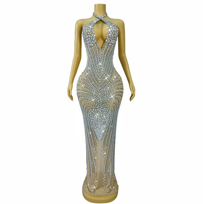CELESINYI Yinxing Crystal Silver Star Dress