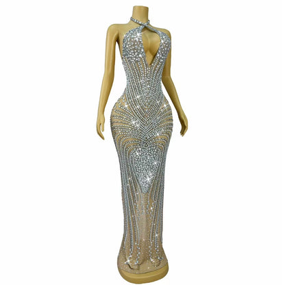 CELESINYI Yinxing Crystal Silver Star Dress
