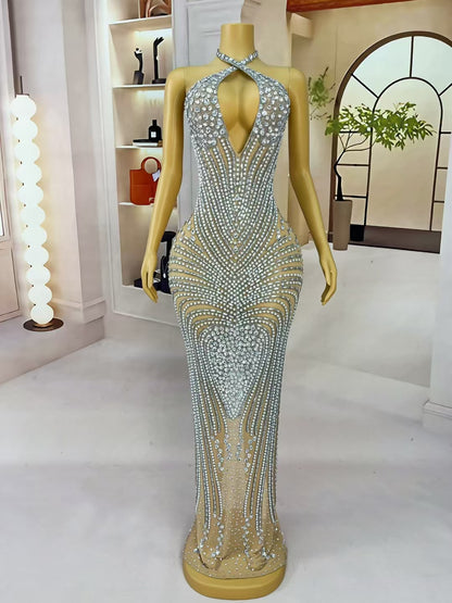 CELESINYI Yinxing Crystal Silver Star Dress