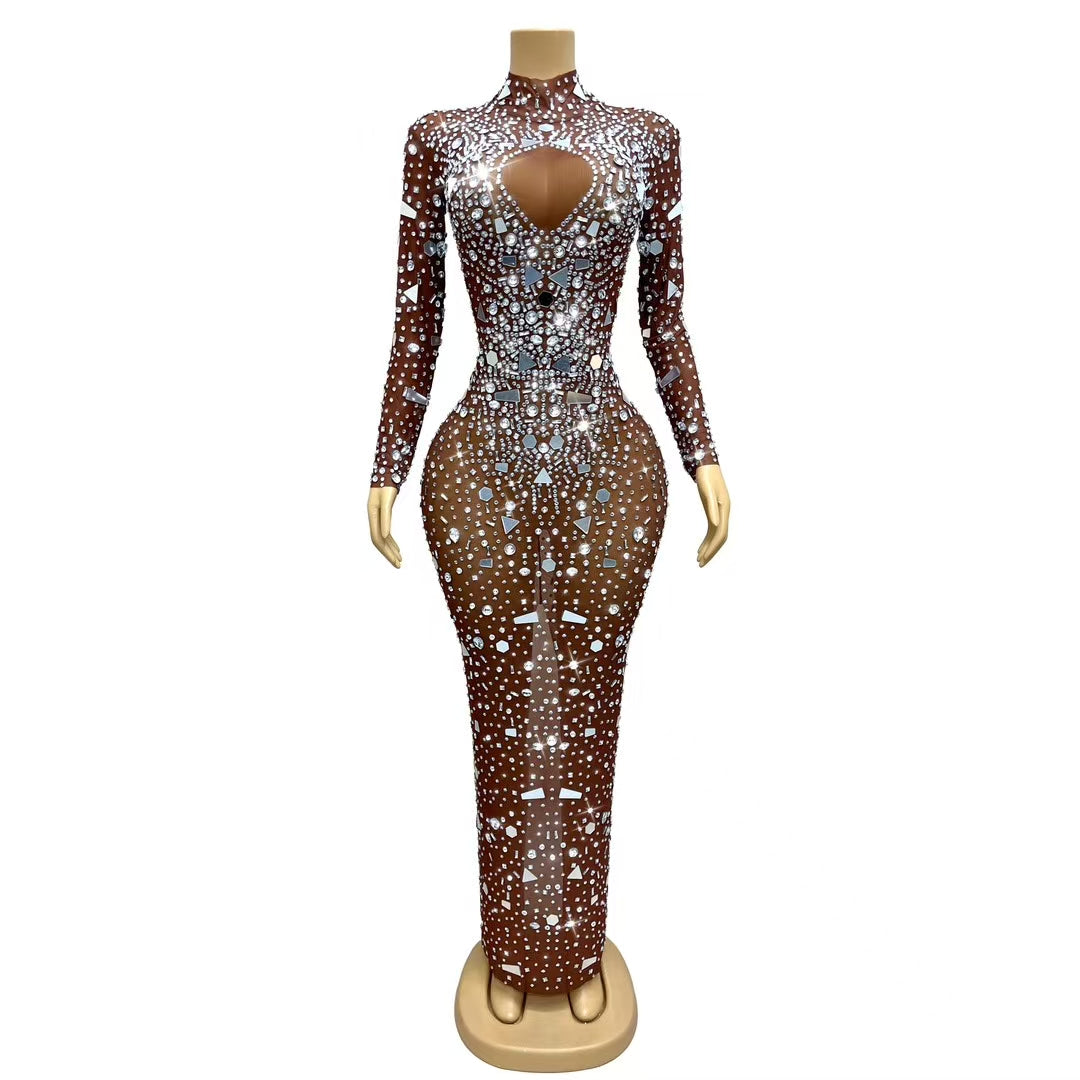 CELESINYI Loukongxiong Crystal Keyhole Gown