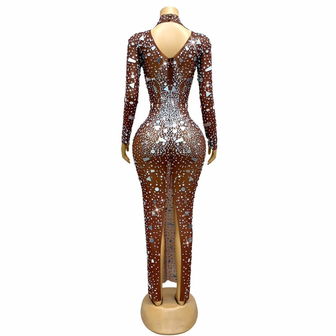 CELESINYI Loukongxiong Crystal Keyhole Gown