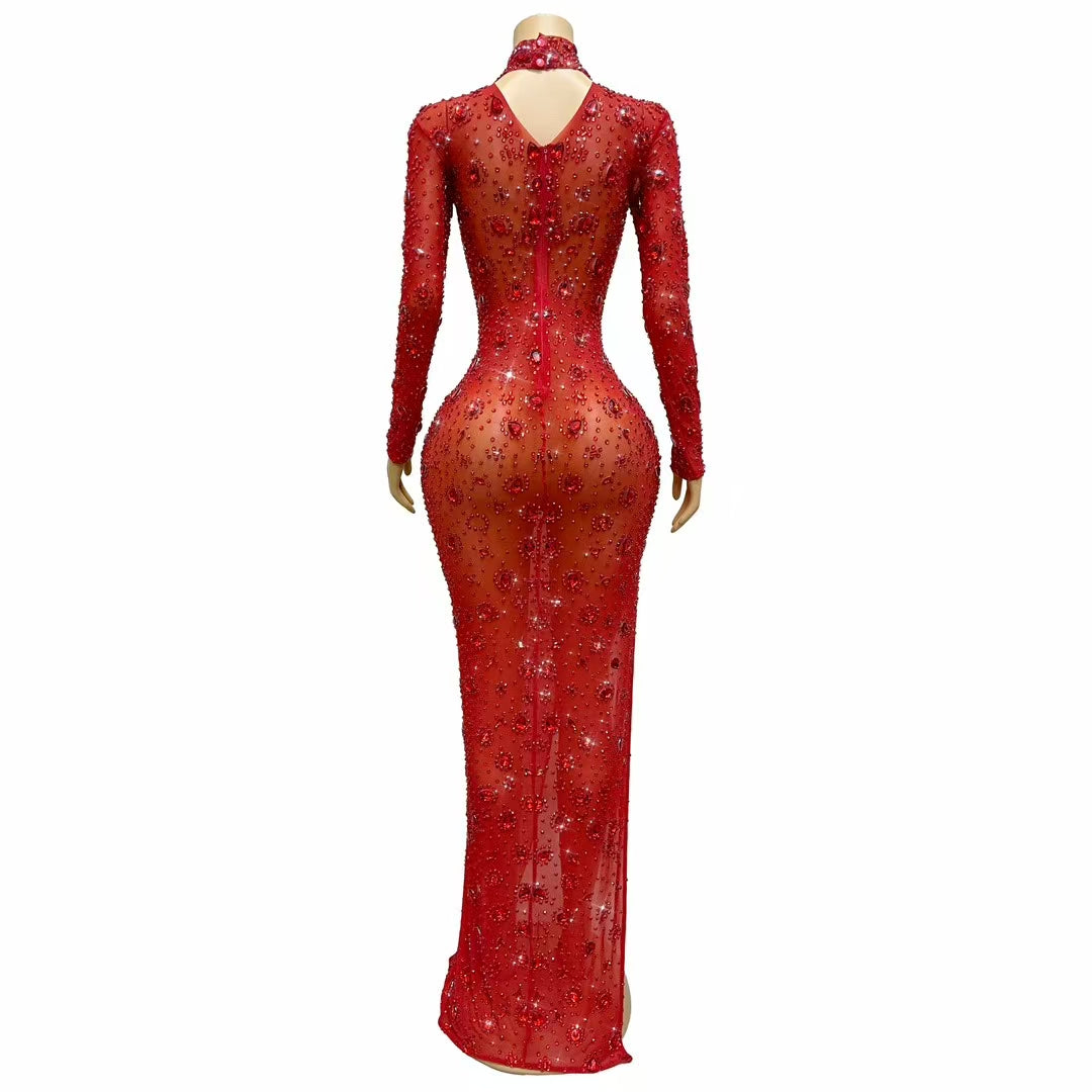 CELESINYI Hongmanxiong Crystal Ruby Gown