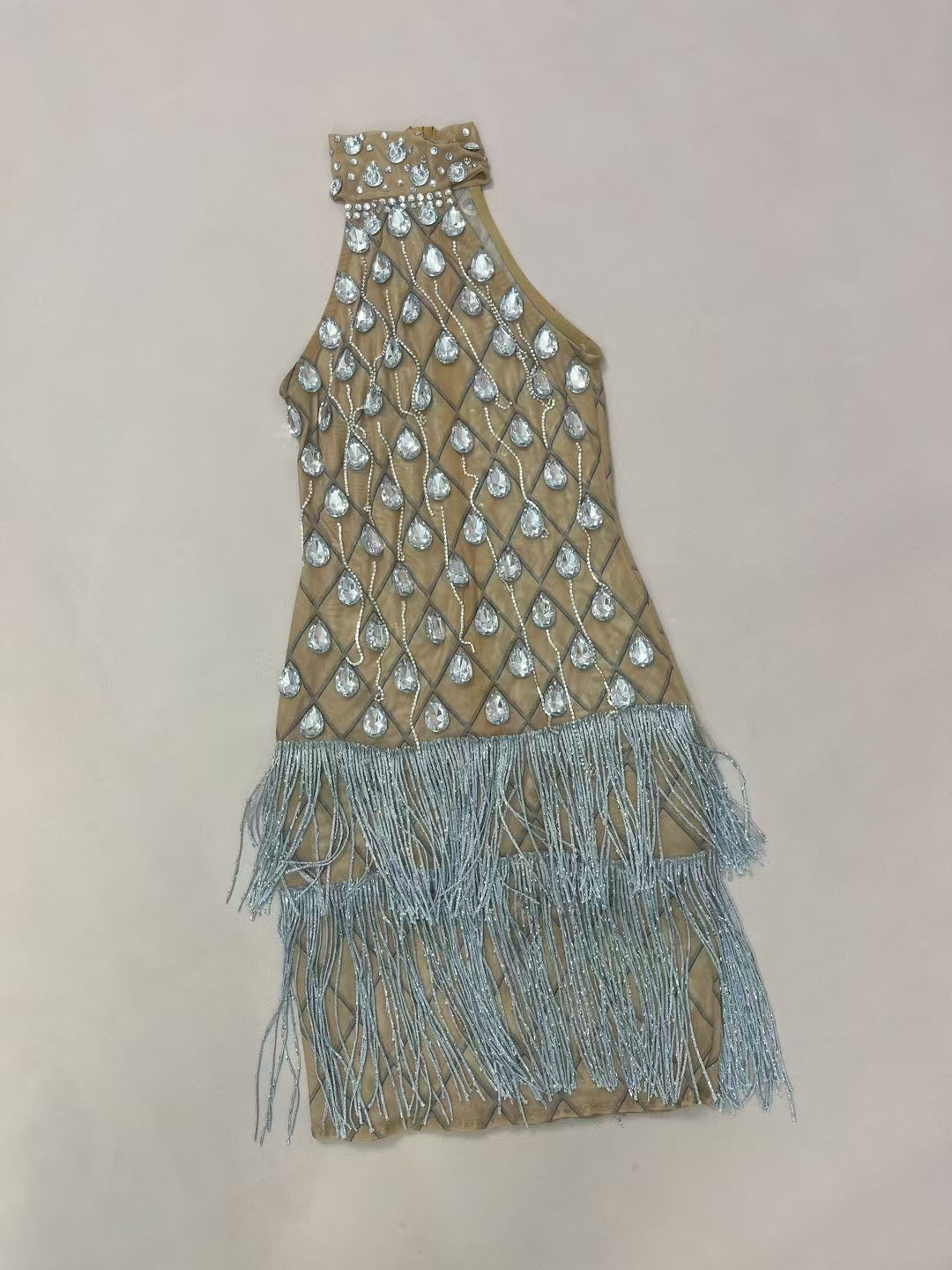 CELESINYI Lingshuo Crystal Fringe Mini Dress