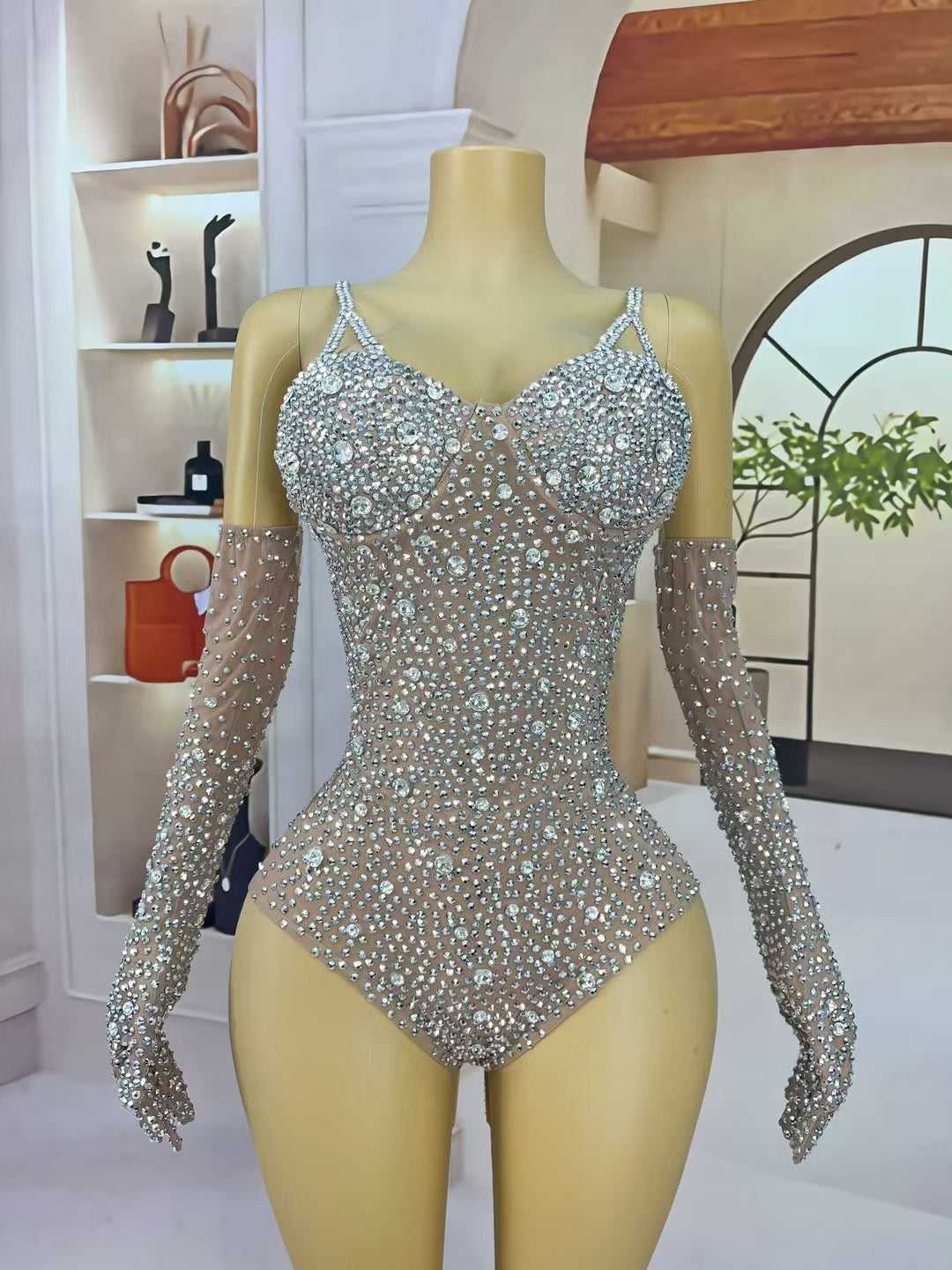 CELESINYI Shizuan Crystal Heart Glove Set