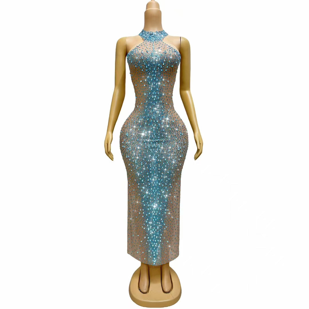 CELESINYI Jianbian Crystal Blue Naked Gown