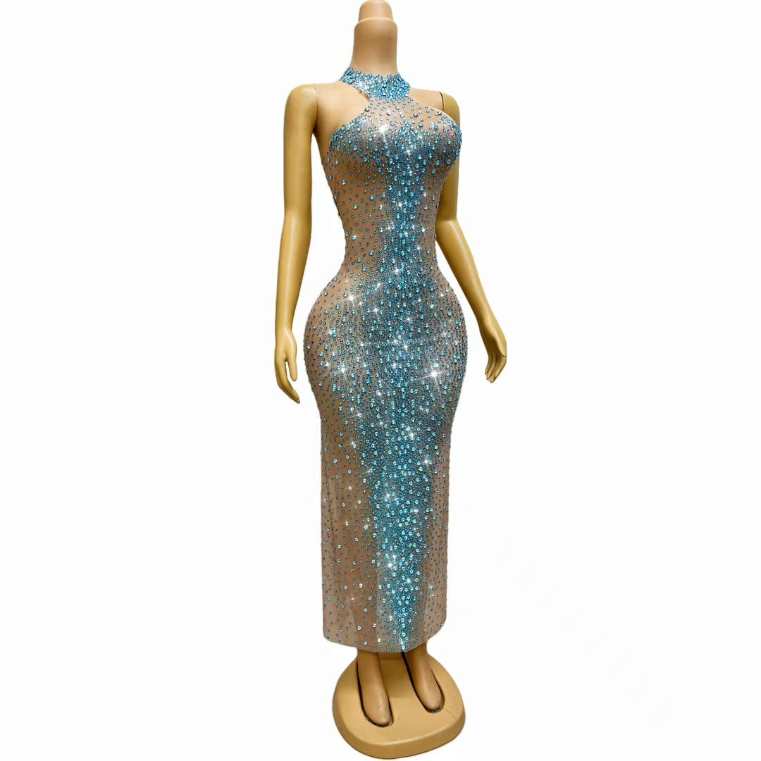 CELESINYI Jianbian Crystal Blue Naked Gown