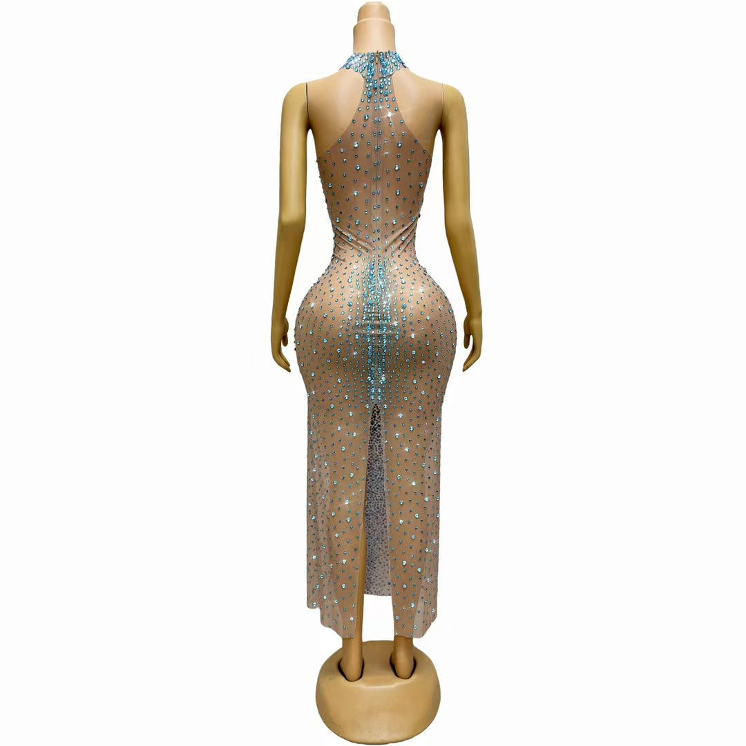 CELESINYI Jianbian Crystal Blue Naked Gown