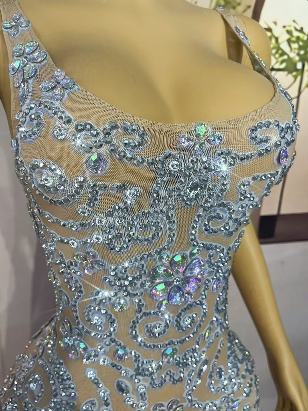 CELESINYI Baihuatuan Crystal Skin Rococo Mini Dress