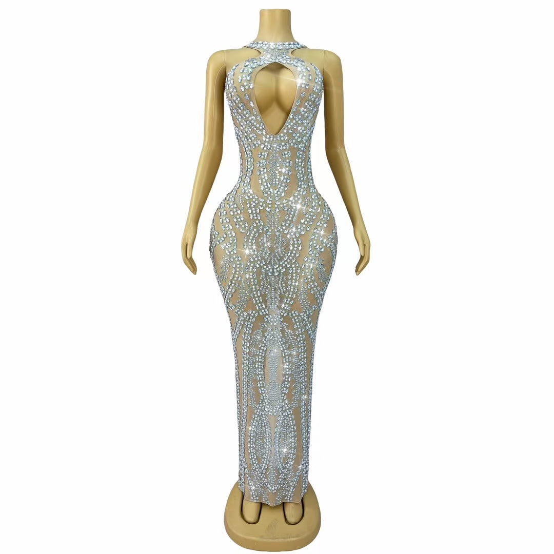 CELESINYI Baitiao Crystal Pearl Gown
