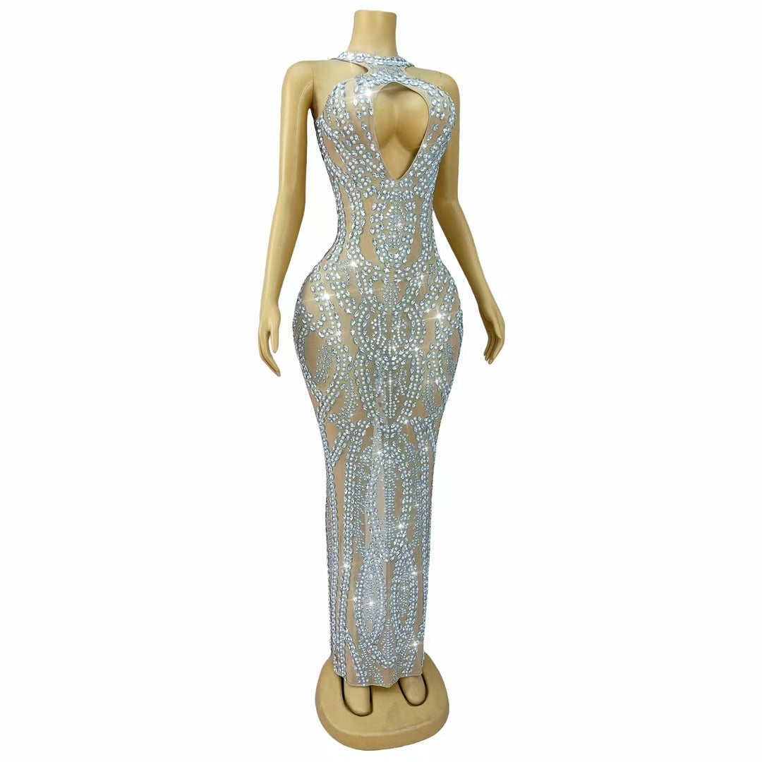 CELESINYI Baitiao Crystal Pearl Gown