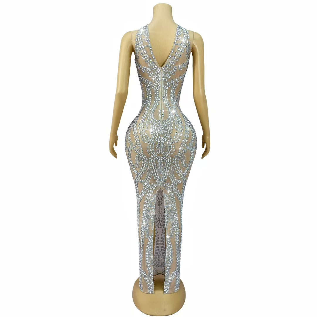 CELESINYI Baitiao Crystal Pearl Gown