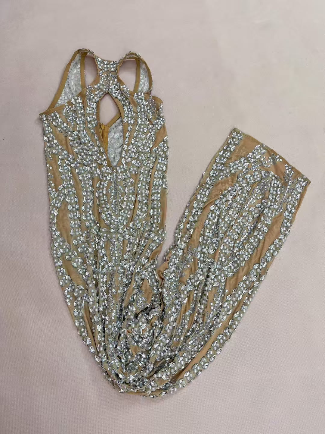CELESINYI Baitiao Crystal Pearl Gown