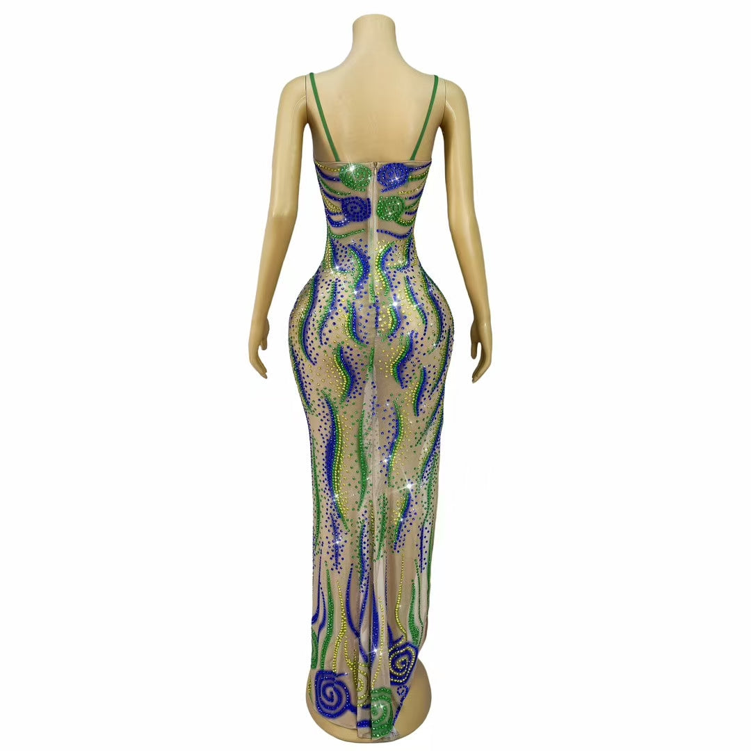 CELESINYI Lvyinmidi Crystal Brazil Gown