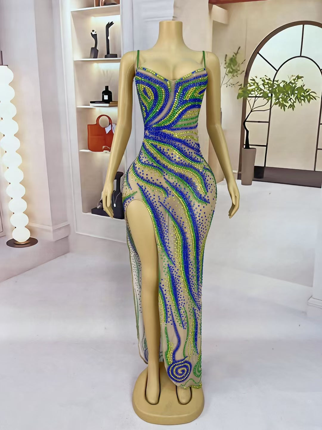 CELESINYI Lvyinmidi Crystal Brazil Gown