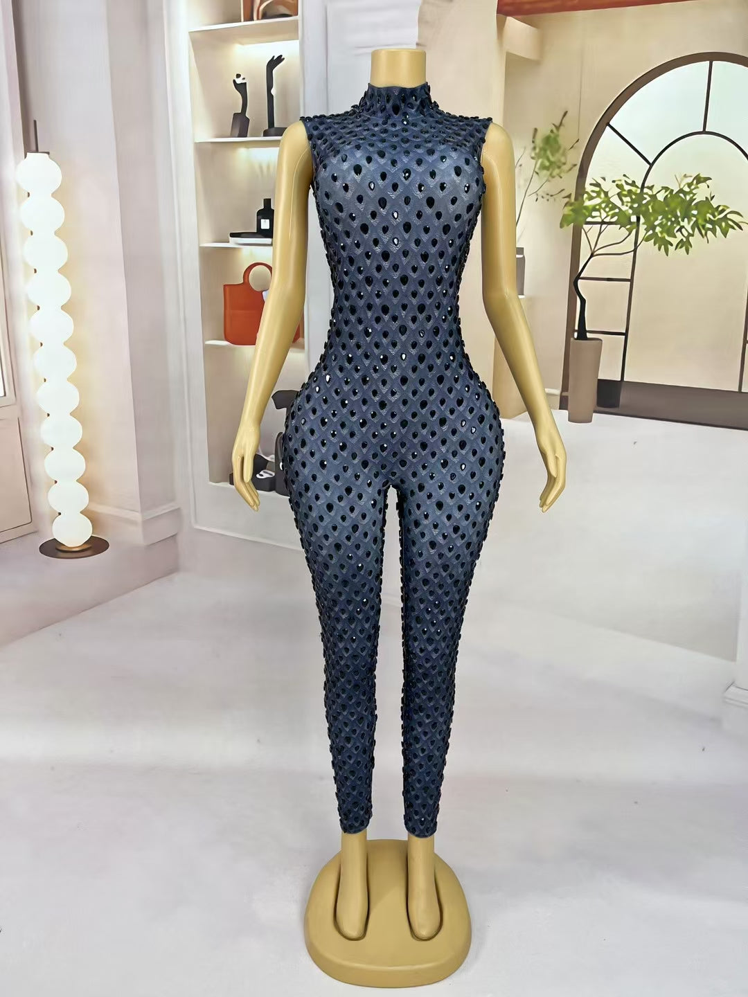 CELESINYI Heilongjiang Crystal Chain Bodysuit