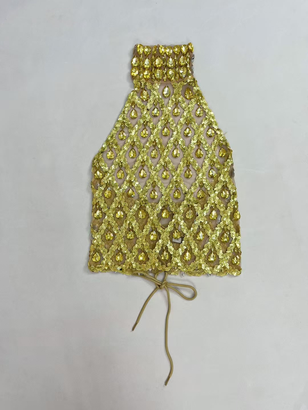 CELESINYI Shaokaoji Crystal Grid Crop Top (Gold)