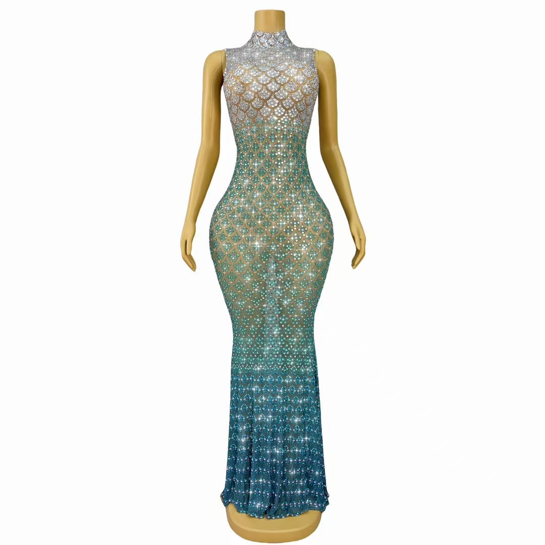 CELESINYI Qingshe Crystal Snake Mermaid Gown