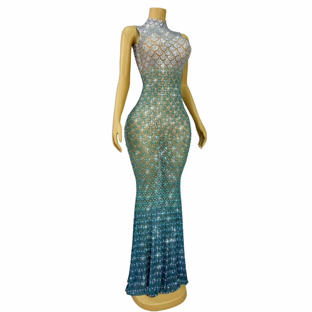 CELESINYI Qingshe Crystal Snake Mermaid Gown