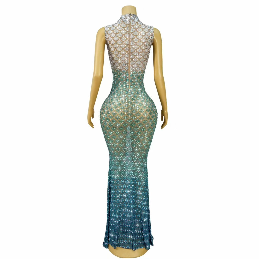 CELESINYI Qingshe Crystal Snake Mermaid Gown