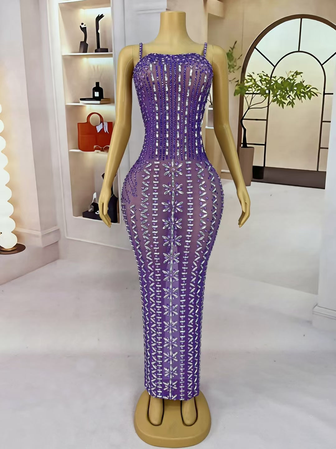 CELESINYI Zijuan Crystal Purple Gown