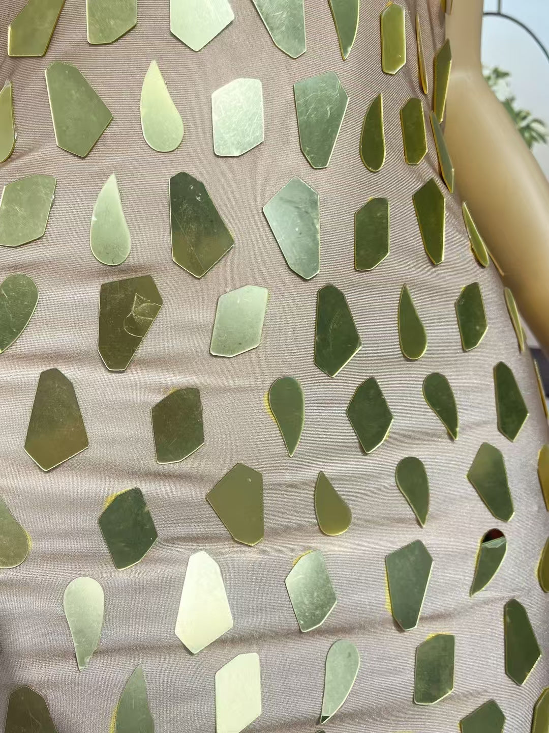 CELESINYI Sanjing Crystal Mirror Mini Dress
