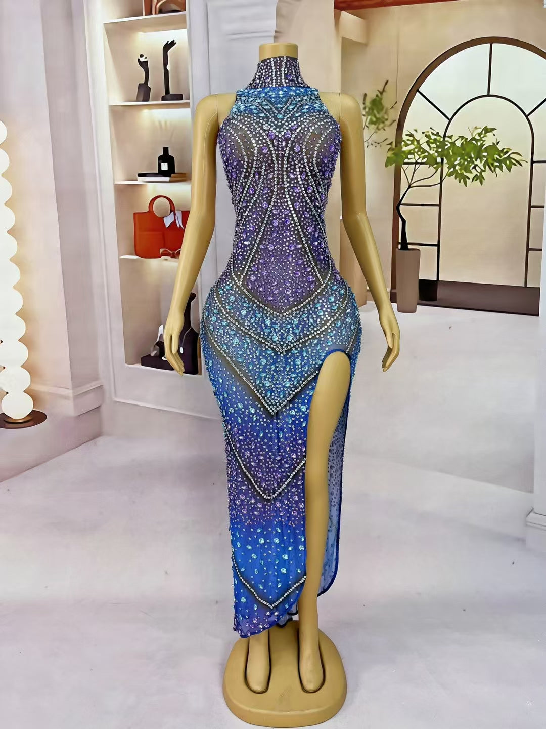 CELESINYI Qingziguang Crystal Ombre Gown
