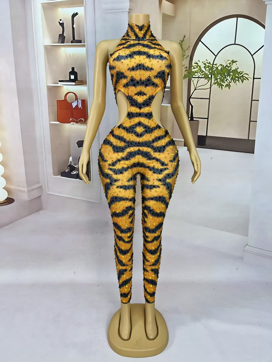 CELESINYI Menghuwang Crystal Tiger Bodysuit