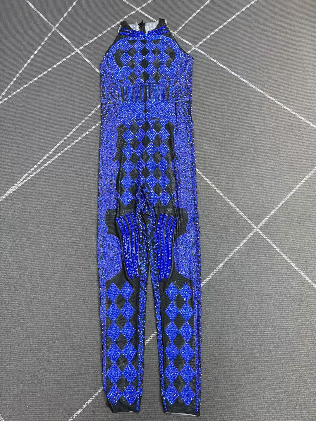 CELESINYI Puke Crystal Blue Card Bodysuit