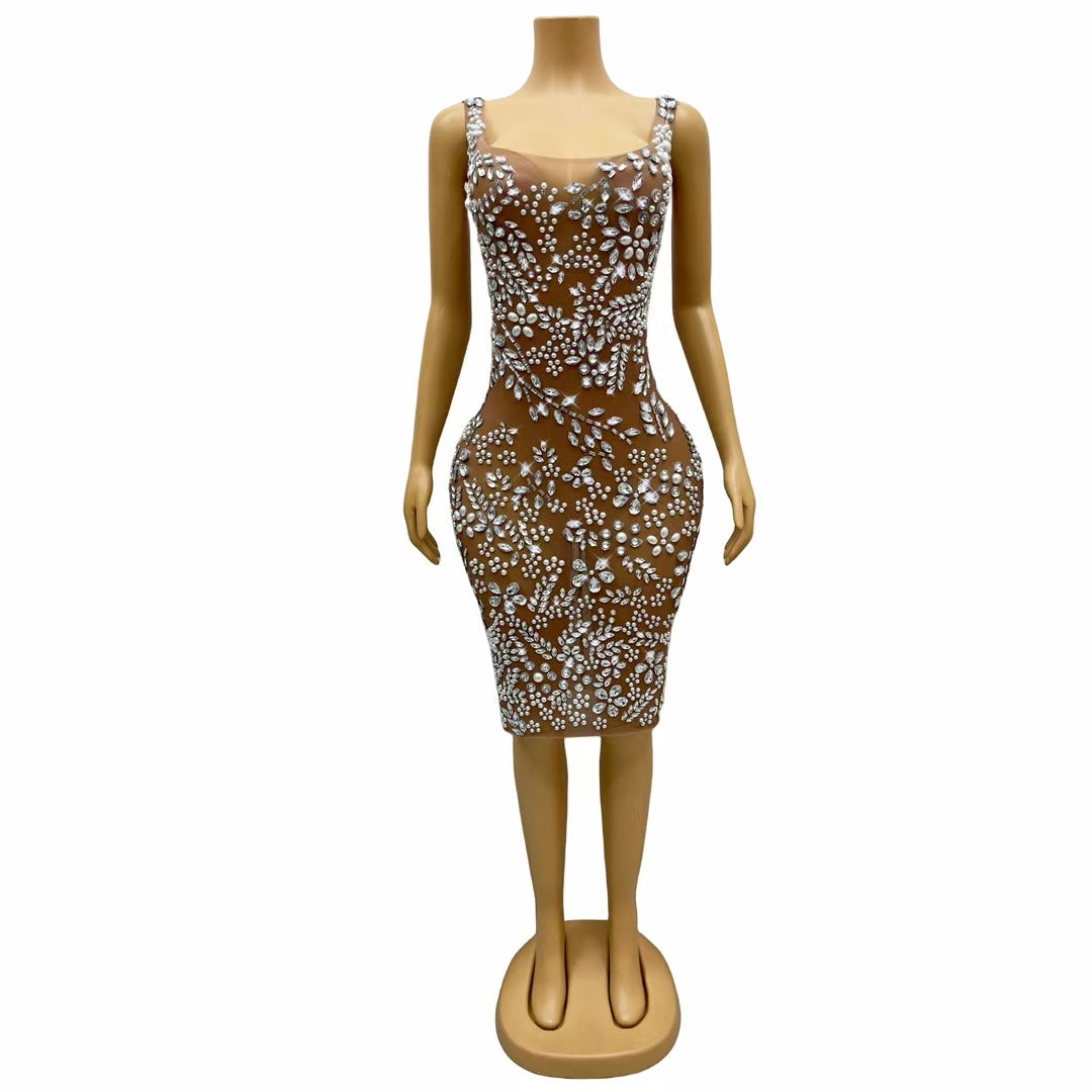 CELESINYI Meihua Crystal Plum Mini Dress
