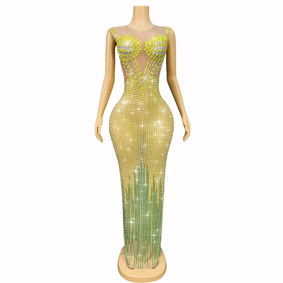 CELESINYI Huangfeicui Crystal Fire Gown
